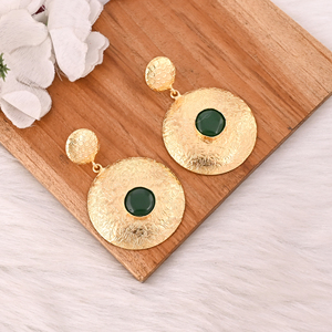 Boucles d'oreilles pendantes élégantes et stylées en onyx vert naturel pour femmes - Product Image 2