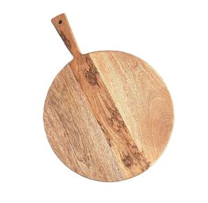 Tabla de Cortar Redonda de Madera de Acacia, Fabricada en India, para Cocina, Comedor, Mesa, para Cortar Alimentos y Pizza - Product Image 1