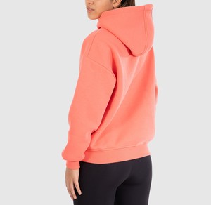 Sweat-shirt à capuche en molleton de coton pour femme, coupe classique, couleur unie, avec poches, décontracté, hiver, brodé, vente en gros - Product Image 2