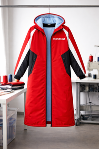 New Design Custom Logo Waterproof Swim Parka Hooded Long <b>Coat</b> Warm <b>Changing</b> Robe for Swimming Teams Beach Pool Use - Product Image 6