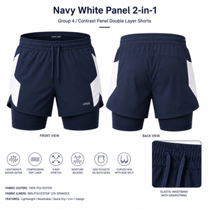 Double <b>Layer</b> Athletic Shorts for Men Breathable Mesh Panels and Zip Pocket Custom OEM Branding for Wholesale Sportswear Orders - Product Image 2