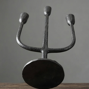 Candélabre rustique en fer forgé à 3 bras, support de bougie, décoration d'intérieur, centre de table - Product Image 2