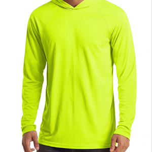 เสื้อยืดกันแดด UPF 50+ สำหรับผู้ชาย เสื้อฮู้ดสีพื้นสำหรับตกปลา แขนยาว เสื้อกีฬาสำหรับตกปลา เสื้อแรชการ์ด - Product Image 1