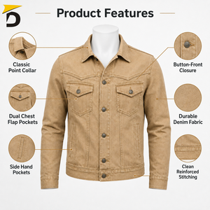 Chaqueta Vaquera Premium para Hombre, Combinación de Construcción Duradera, Uso Cómodo, Estilo Urbano Ecológico e Impermeable, Ideal para Viajes - Product Image 6