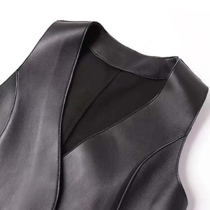 Chaleco de Cuero Genuino para Mujer, Estilo Motero, Impermeable, de Lona, Precio de Fábrica, para la Moda de Invierno - Product Image 5