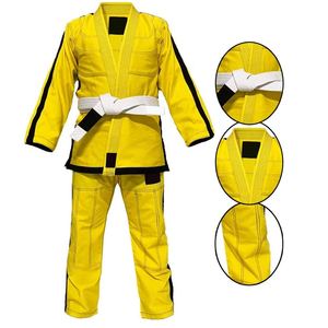 Yellow Custom BJJ Gi Brazilian Jiu Jitsu Martial Arts Uniform with <b>White</b> <b>Belt</b> Lightweight Breathable Polyester/Cotton - Product Image 1