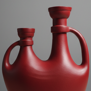 แจกันดอกไม้ทรงเหยือกสไตล์เมดิเตอร์เรเนียนเคลือบสีแดงวินเทจพร้อมหูจับคู่ ผิวด้าน สำหรับตกแต่งบ้าน - Product Image 4