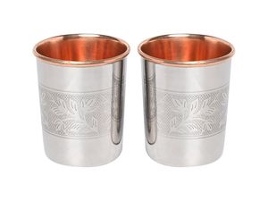 Verre à eau artisanal élégant en cuivre gaufré de couleur cuivre foncé, 275 ml, vaisselle ayurvédique en cuivre pour usage quotidien - Product Image 1