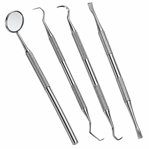 Kit d'instruments chirurgicaux dentaires 4 pièces en acier inoxydable, miroir buccal ergonomique, sonde exploratrice, outils de classe I, manuel - Product Image 3