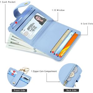 Women's RFID Blocking Leather <b>Small</b> Wallets Zipper Coin <b>Purses</b> with ID Window and Credit Card Holder Keychain Included - Product Image 2
