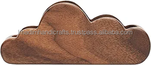 Porte-cartes en bois d'acacia naturel | Forme unique et design incrusté | Organisateur de cartes de visite en bois de qualité supérieure - Product Image 3