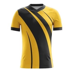 Men's Black White Geometric V-Neck Soccer Jersey Short Sleeve Moisture Wicking <b>Polyester</b> Football Shirt Adult Regular Fit - Product Image 3