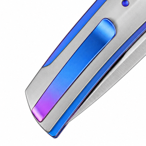Couteaux pliants à manche argenté avec accents bleu violet, lame argentée satinée, poignée décorative à pois, design compact pour usage quotidien de poche - Product Image 6