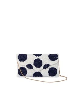 Elegant Beaded Floral Evening Wedding Handmade Foldover Clutch <b>Bag</b> - Product Image 1