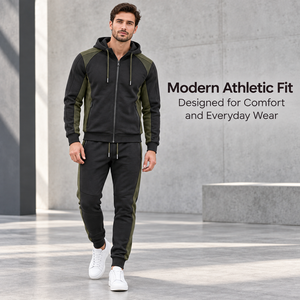 Custom Mens 360 GSM Lightweight 100% Polyester Fleece Winter Solid Eco-Friendly Tracksuit OEM Private Label Zip <b>Hoodie</b> Jogger - Product Image 2