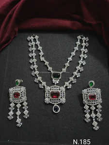 Double Layer <b>Silver</b> Plated Ethnic American Diamond Flower Shape Design <b>Necklace</b> <b>Set</b> Earring Luxury Wedding Party Jewelry <b>Sets</b> - Product Image 3