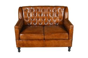 Classic Chesterfield <b>Sofa</b> Two Seat Genuine Leather Tufted Back Straight Arms Transitional Style <b>Wood</b> <b>Frame</b> Eco-Friendly Living - Product Image 3