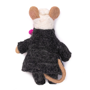 Handmade Wool Felt <b>Mouse</b> Figurine in Suit with Pink Flower Lapel Decor for Indoor Halloween Decoration Child Toy - Product Image 4