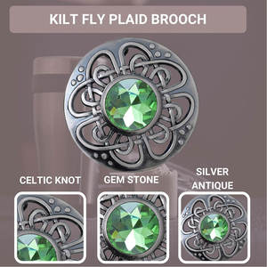 Elegante Broche Escocés con Diseño de Cuadros y Nudo Celta con Piedra Preciosa de 3 Pulgadas de Diámetro - Ideal para Kilts Escoceses y Ropa Formal - Product Image 2