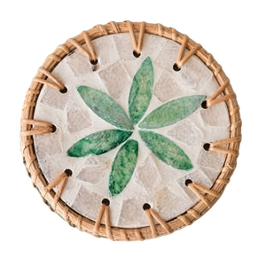 Banquet Rattan Table Mat Floral Shell Inlay Vietnam Woven <b>Placemat</b> for Luxury Party Hosting - Product Image 1
