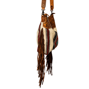 Bolso Bandolera de Cuero Genuino 100% con Flecos Hechos a Mano, Diseño Único 2026, Multicolor, Estilo Azteca, Vintage - Product Image 3