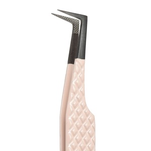 Pinzas para Pestañas con Punta Curva, Acero Inoxidable, Dientes de Precisión, Mango Morado, Herramienta de Extensión - Product Image 3