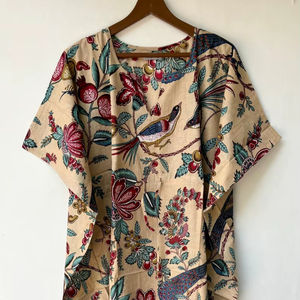 Nouvelle Robe de Nuit Femme Évasée Imprimé Animal en Coton Doux Indien, Longueur Genou, Style Kaftan, avec Dentelle, pour Plage ou Cadeau Demoiselle d'honneur - Product Image 1