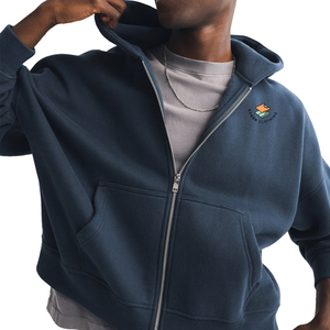Unisex Gray <b>Full</b> <b>Zip</b> <b>Hoodie</b> 100% Cotton Fleece Solid Premium Heavyweight Regular Fit Embroidered Logo Pocket Pullover - Product Image 5