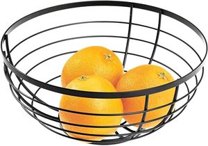 Panier de rangement rond décoratif en fil métallique noir, panier à fruits pour la décoration de la maison, organisateur de fruits frais et à prix bas - Product Image 5
