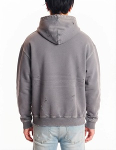 Sudadera con Capucha Vintage Lavada, Estilo Urbano Desgastado, con Tachuelas en Capucha y Puños, Bolsillo Canguro, Casual de Invierno 100% - Product Image 6
