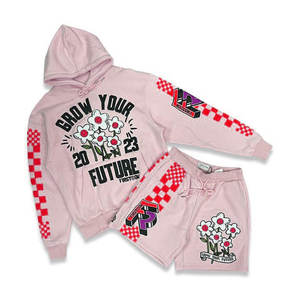 <b>Comfy</b> Lounge Wear <b>Hoodie</b> and Shorts Set for Men Street Style Customized Logo Printed <b>Hoodie</b> and Shorts Outfit for Men - Product Image 2