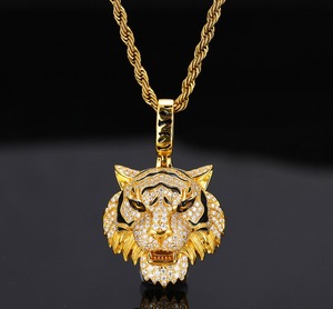 Nueva Joyería Masculina al por Mayor, Colgante de Cabeza de Tigre 3D con Ojos Esmaltados, Chapado en Oro sobre Plata de Ley 925, Estilo Hip Hop, con Moissanita - Product Image 3