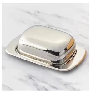 Organizador de desayuno, plato de metal para mantequilla con tapa, caja de almacenamiento de mantequilla para mesa de comedor - Product Image 2