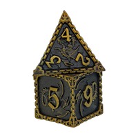 Ensemble de dés polyédriques en métal écologique de 7 pièces, personnalisé en usine (OEM), avec design creux en forme de calmar, pour jeux de rôle fantastiques pour adultes