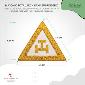 Embroidered Royal Arch Triple Tau Beaded Badge <b>Sew</b>-On Safety <b>Pin</b> 6.5cm X6.5cm Solid Color Custom Fabric Masonic Regalia Garments - Product Image 4