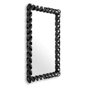 Miroir mural rectangulaire décoratif en laiton torsadé, artisanat luxueux et glamour - Product Image 3