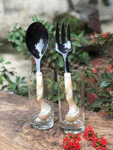 Cuillère artisanale en corne naturelle avec finition miroir, écologique, à long manche, pour cuisiner, remuer et servir, usage quotidien en cuisine - Product Image 6