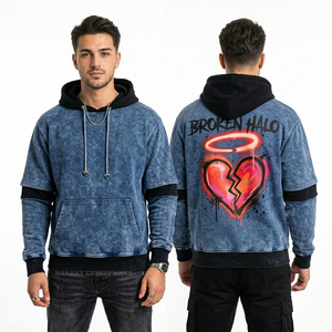 Sudadera con capucha personalizada rosa empolvado con dobladillo asimétrico, gráfico de Venus griega 'Broken Statue', estilo streetwear, con borde sin rematar y corte largo - Product Image 3