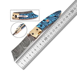 มีดพับเหล็กดามัสกัสทำมือ ด้ามกระดูกอูฐ พร้อมปลอกหนัง - Product Image 6