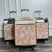Nouvelle Valise de Voyage Grande Taille en Cuir de Vachette Véritable Façonnée à la Main, Motif Floral Style Western, Collection Premium 2026 – Vente Flash