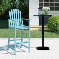 Tabouret de bar extérieur ergonomique de 31 po de hauteur avec design à lattes pour table de bar de 40 po ou 43 po, couleur turquoise