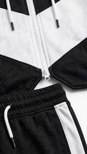 ONETEN APPARELS Conjunto Deportivo con Capucha para Hombre, Color Negro y Blanco, Bloques de Color Sólido, 2 en 1, Pantalones Deportivos Largos 100% Algodón con Cintura Elástica - Product Image 6
