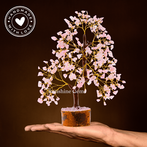Árbol de la Vida de Cuarzo Rosa con Tema de Ángel, Tallado a Mano, Decoración Feng Shui para el Hogar, Manualidad de Piedra Rosa con Alambre Dorado para Navidad - Product Image 6