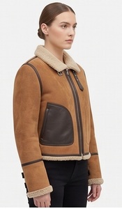Wholesale <b>Women</b> <b>Tweed</b> Sheep Skin B3 Bomber <b>Jacket</b> Regular Windproof Eco-Friendly Custom Contrast Trim Detachable Collar Winter - Product Image 4