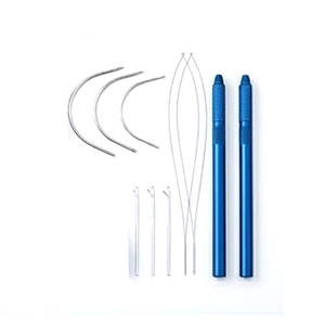Kit d'outils professionnels pour extensions de cheveux avec pinces, aiguilles à crochet, clips, métal bleu, kit d'outils de coiffure pour salon - Product Image 2