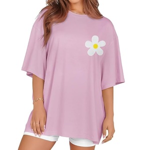 Nouvel Arrivage T-shirt Décontracté Femme Imprimé Numérique 100% Coton Manches Courtes Grande Taille Épaules Tombantes Confortable Fabriqué au Bangladesh - Product Image 1