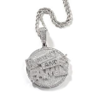 Collar con Colgante para Hombre, Estilo Hip Hop, con Incrustaciones de Diamantes, Letra Familiar, Chapado en Oro con Circonitas, Cadena de Eslabones, Nuevo y en Oferta - Product Image 4