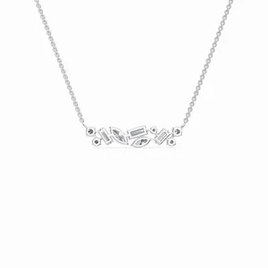 Sibylla Shards Labor-Gezüchteter Diamant 1,356 Karat Verlobungs- und Hochzeitsfeier-Halskette 18K Weißgold 10 Stück Baguette Marquise Schliff - Product Image 3