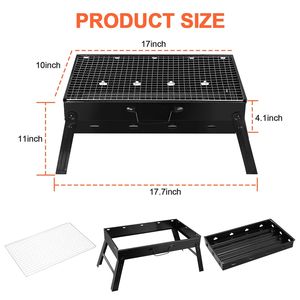 Lightweight Portable Foldable BBQ Charcoal Grill Smoker Grill for <b>Camping</b> Picnics Garden Grilling - Product Image 2