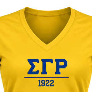 T-shirt de sport personnalisé SGRHO pour femme, col en V, pour entraînement et fitness, sororité grecque Sigma Gamma Rho, vente en gros - Product Image 3